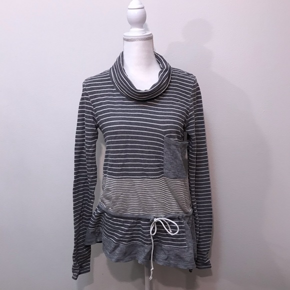 Anthropologie Saturday Sunday Striped Sweater Sweatshirt Drawstring Medium - Picture 1 of 9